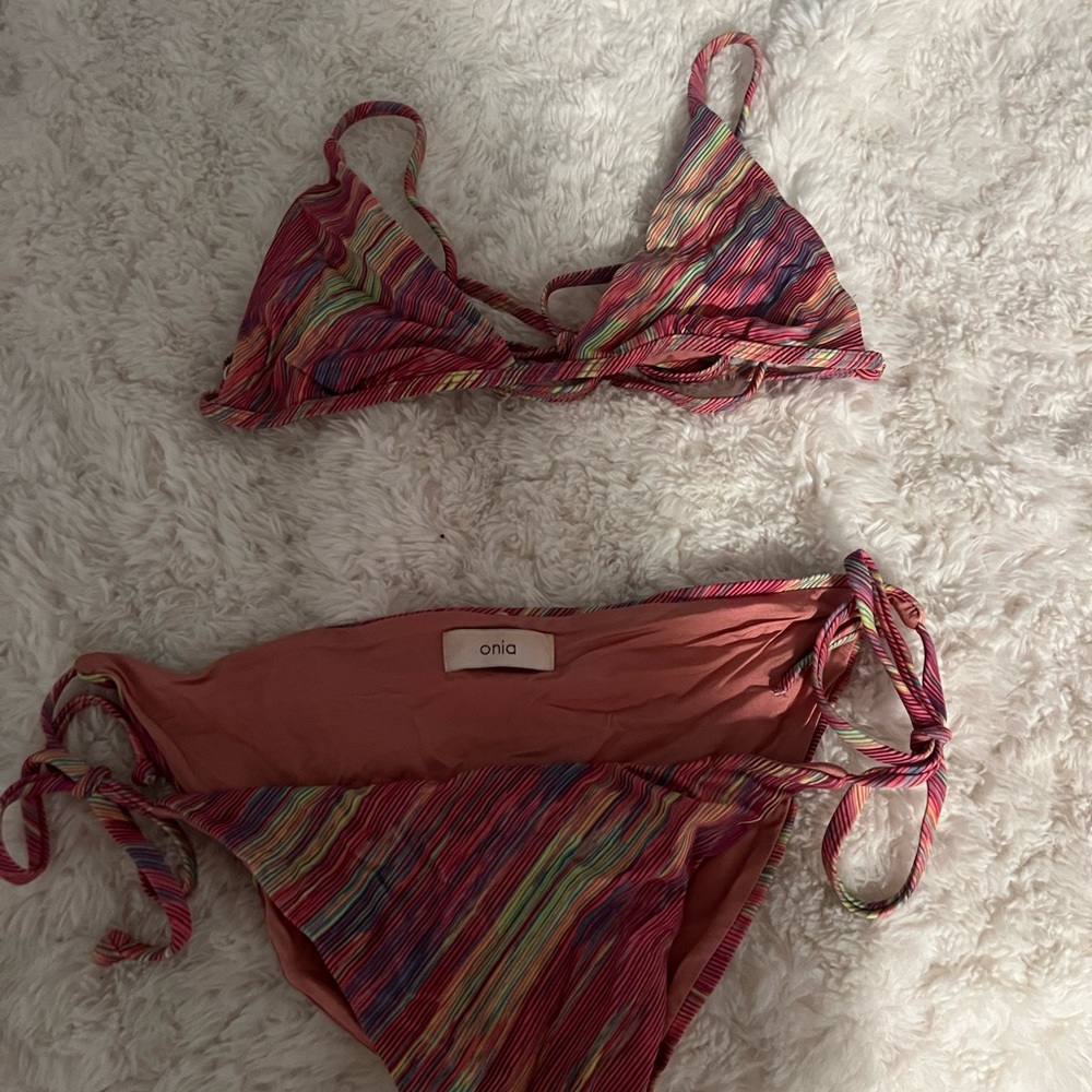 Onia striped bikini set
